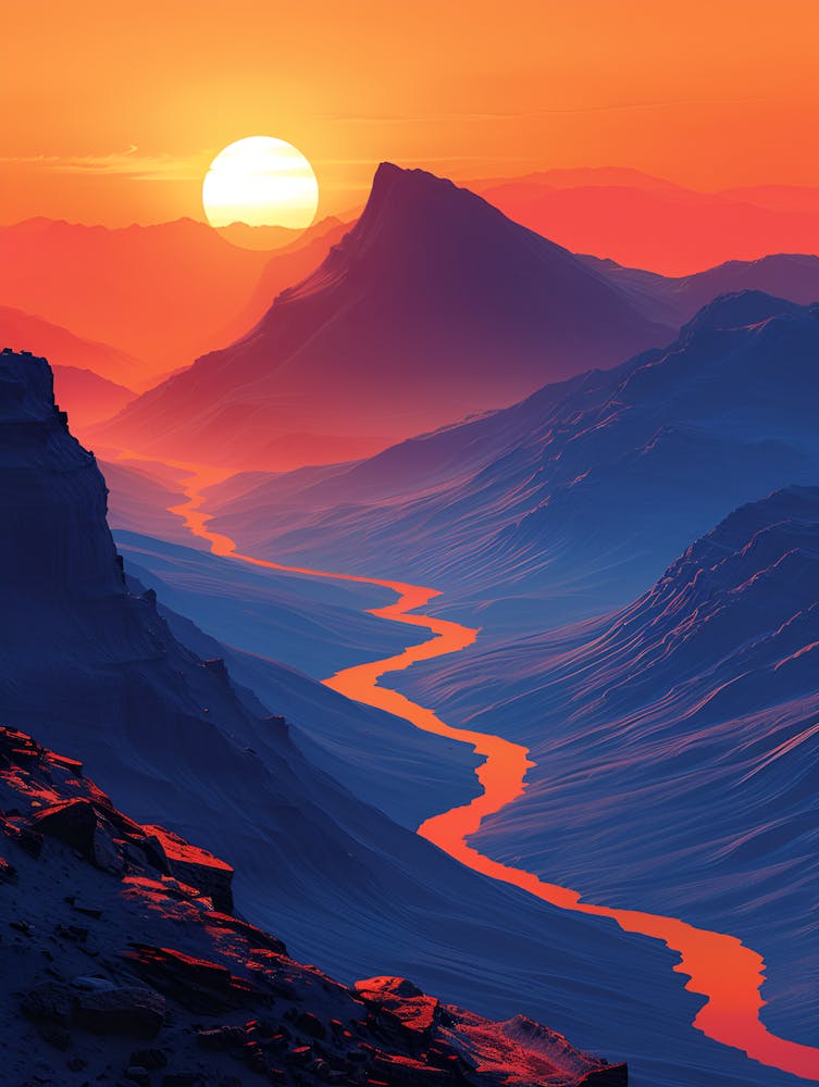 Sunset Over A River