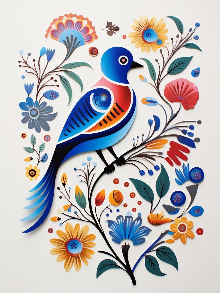 Scandinavian Bird Illustration Eastern Bluebird 3