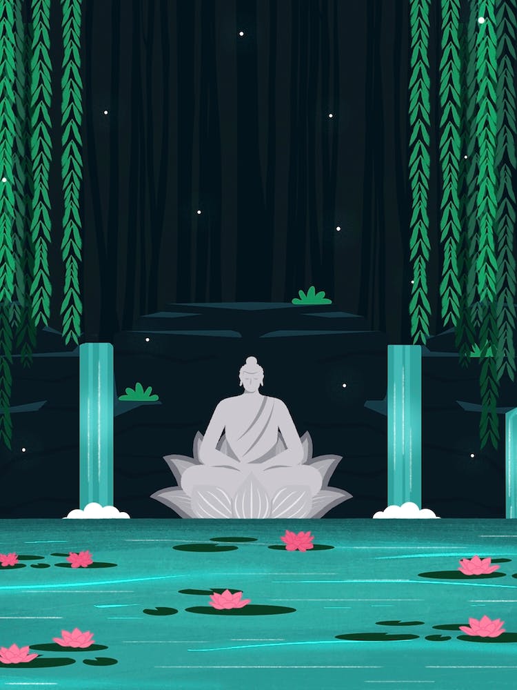 Buddha In A Lily Pond