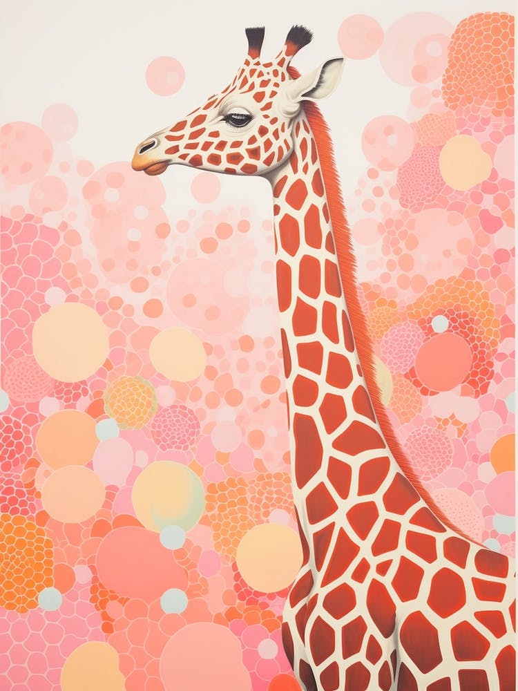 Giraffe Pastel Pink Pattern Portrait