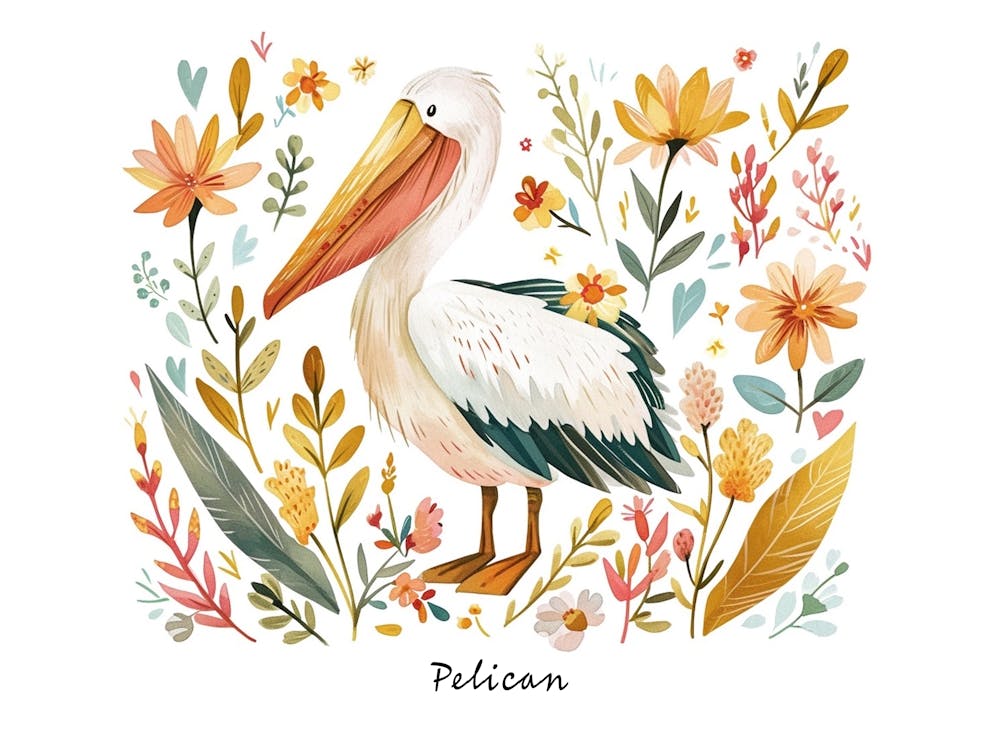 Little Floral Pelican 3 Poster
