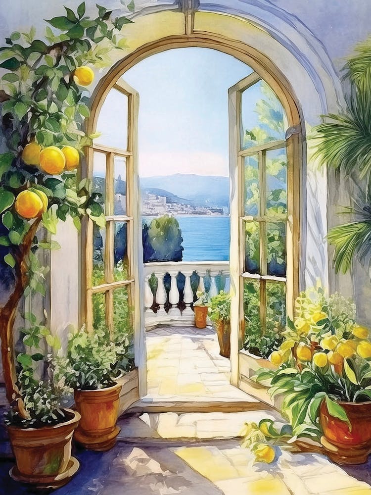 Mediterranean Lemon Trees, Citrus, Wall, Lemon Trees, Mediterranean Art, Mediterranean Home Decor.25 1