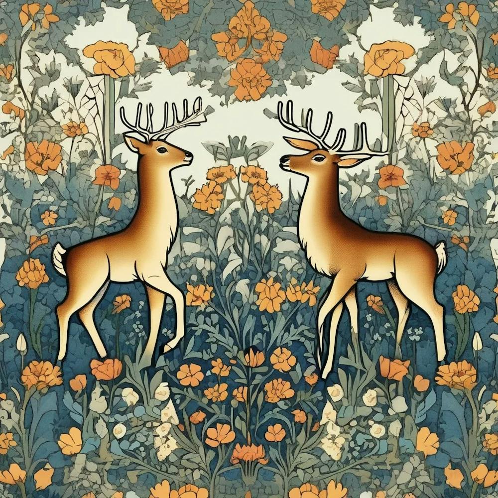 william morris Deer In A Field