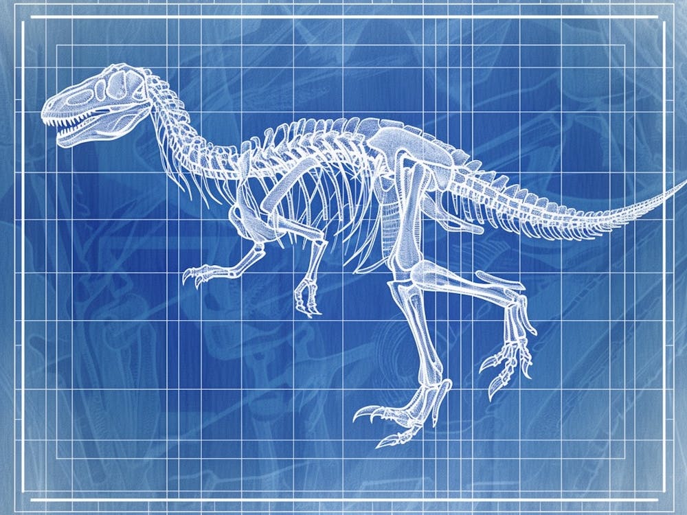 Oviraptor Skeleton Hand Drawn Blueprint 1