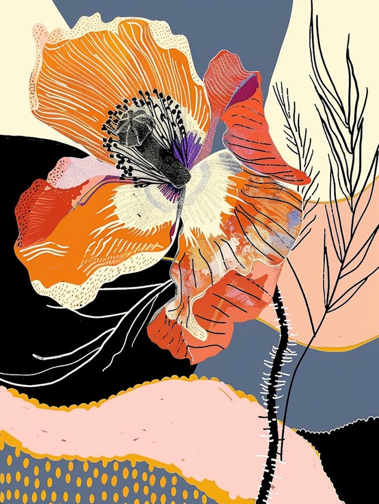 Colourful Flower Illustration Poppy 1