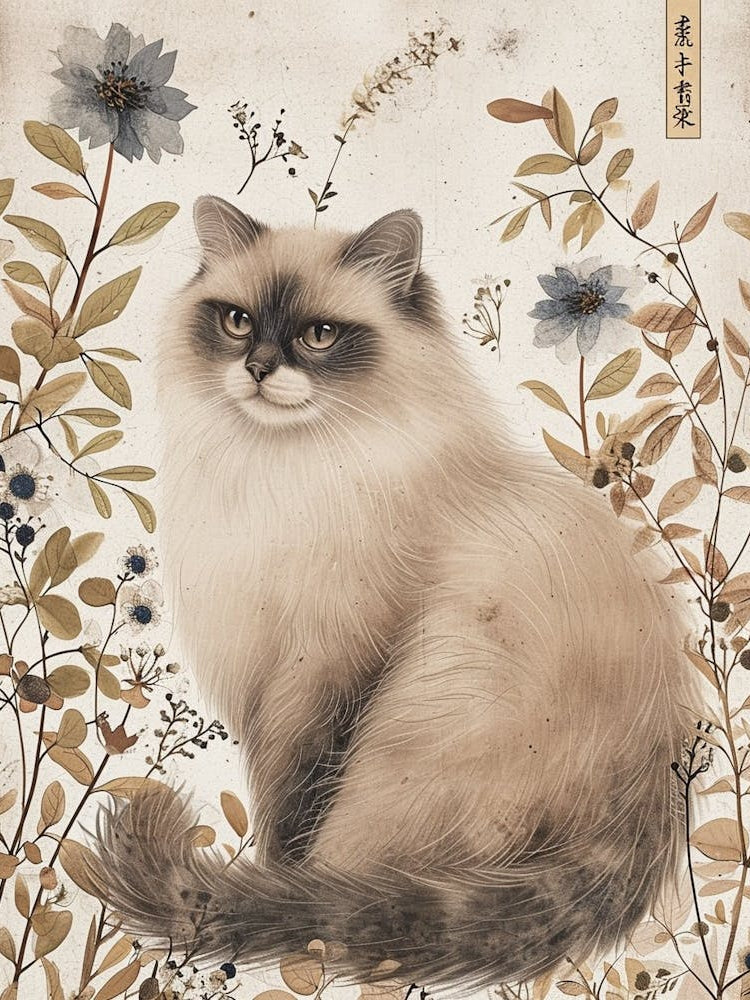 Himalayan Cat Japanese Illustration 1
