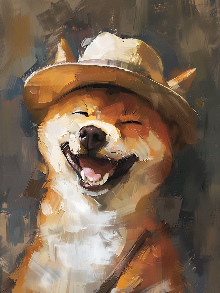 Oil Painting Smiling Shiba Inu 7