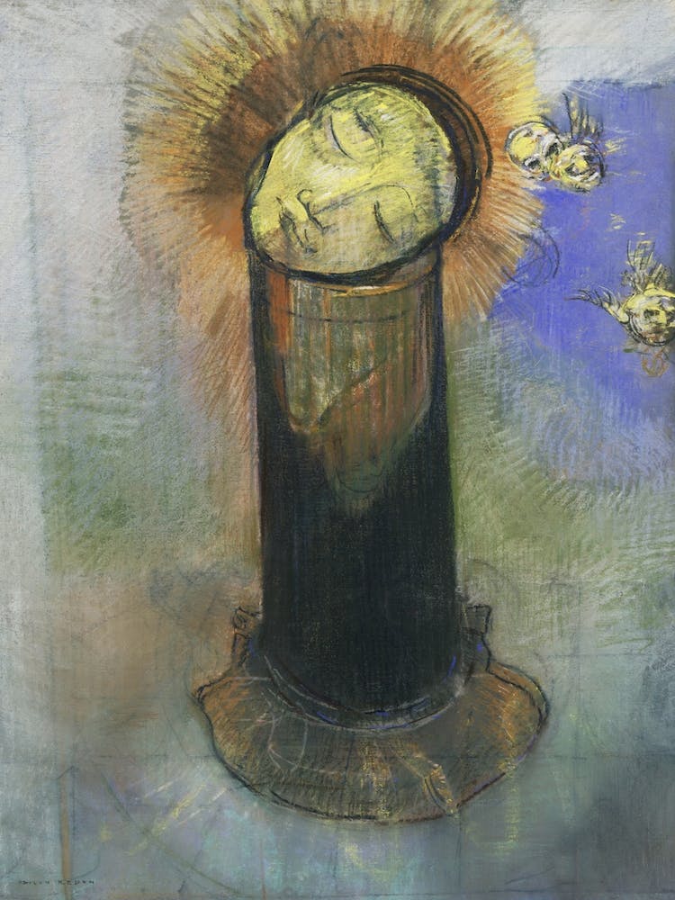 The Head Of John The Baptist, On A Pillar, Odilon Redon