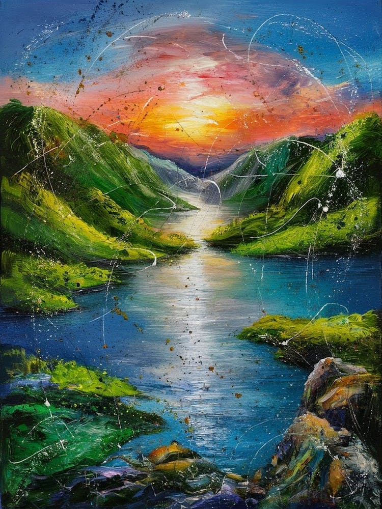 Sunset Over The Lake 4