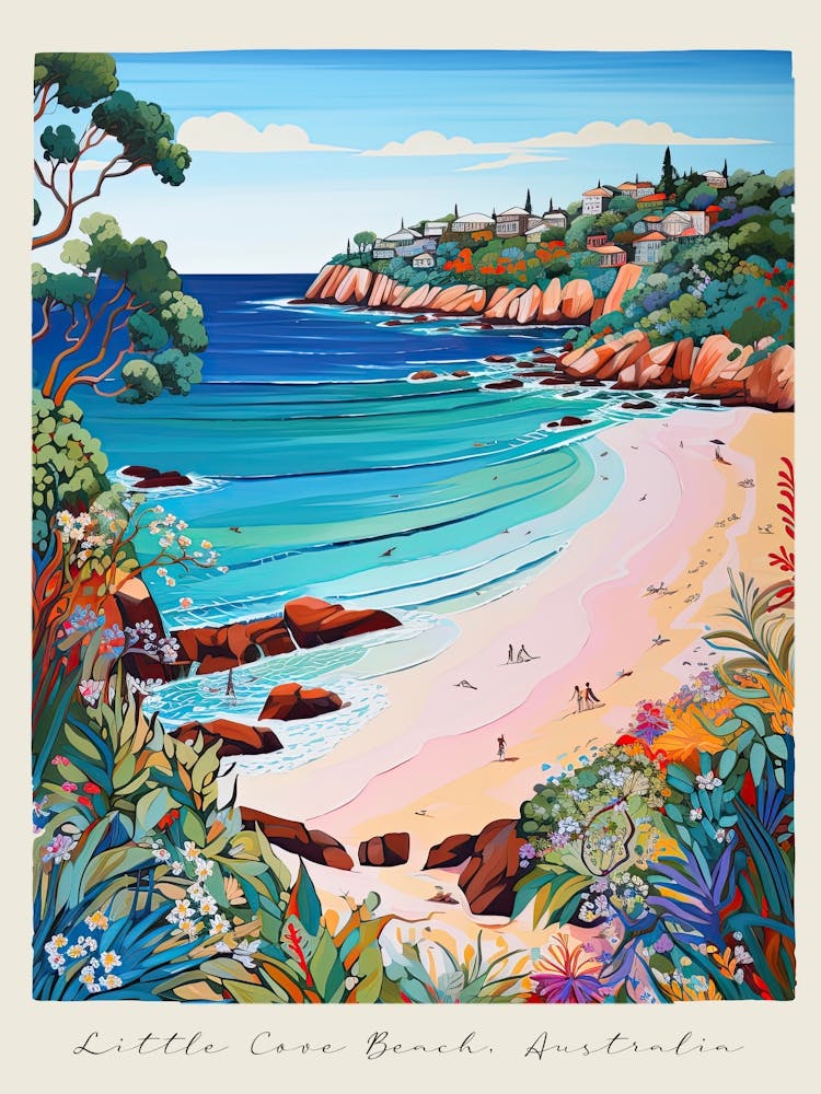Poster Of Little Cove Beach, Australia, Matisse And Rousseau Style 2