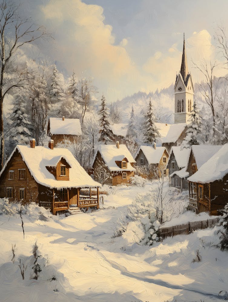 Winterliche Dorfansicht