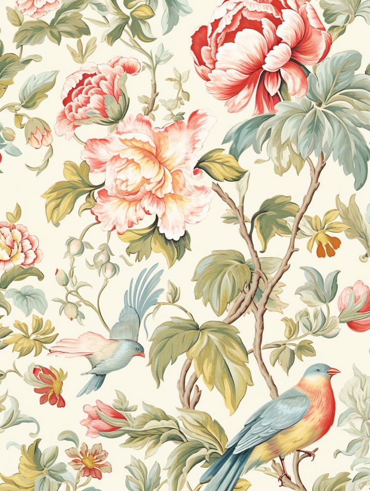 Peonies And Birds