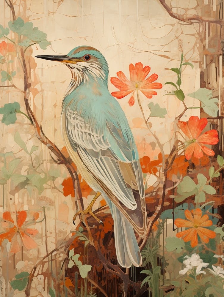 Héron vert 2 Peinture d'oiseau détaillée
