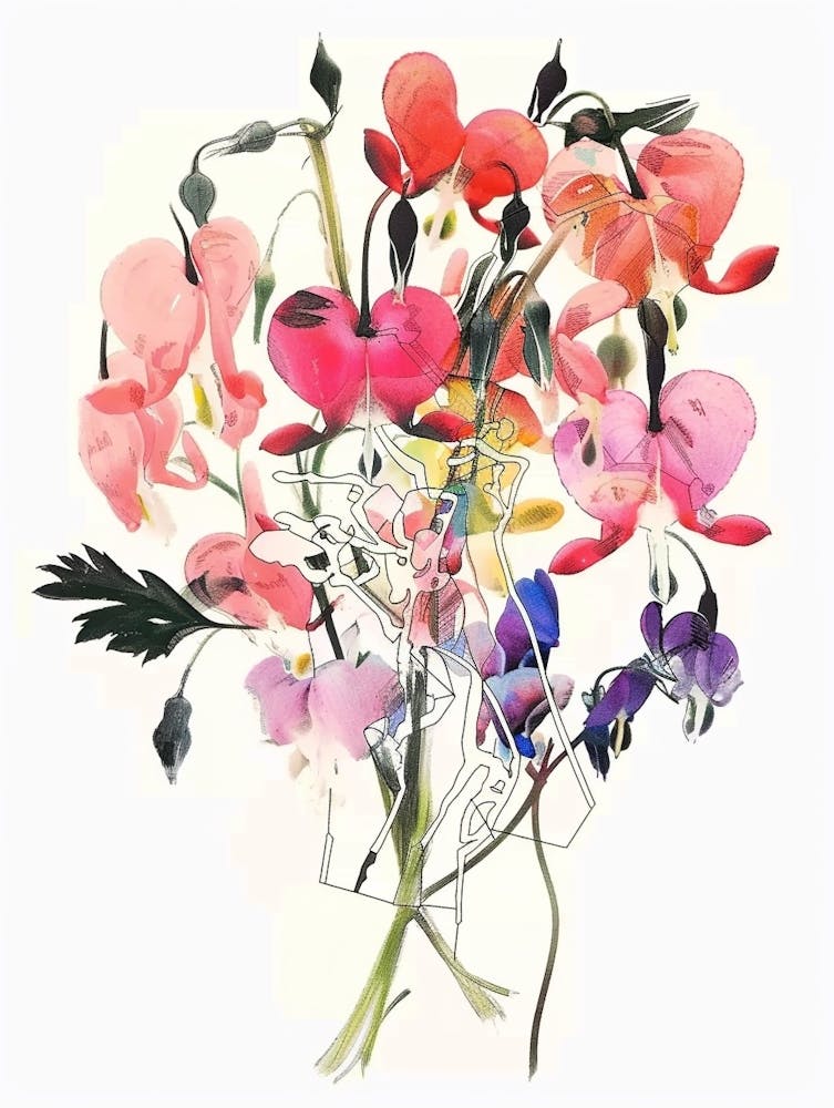Bleeding Heart 2 Collage Flower Bouquet