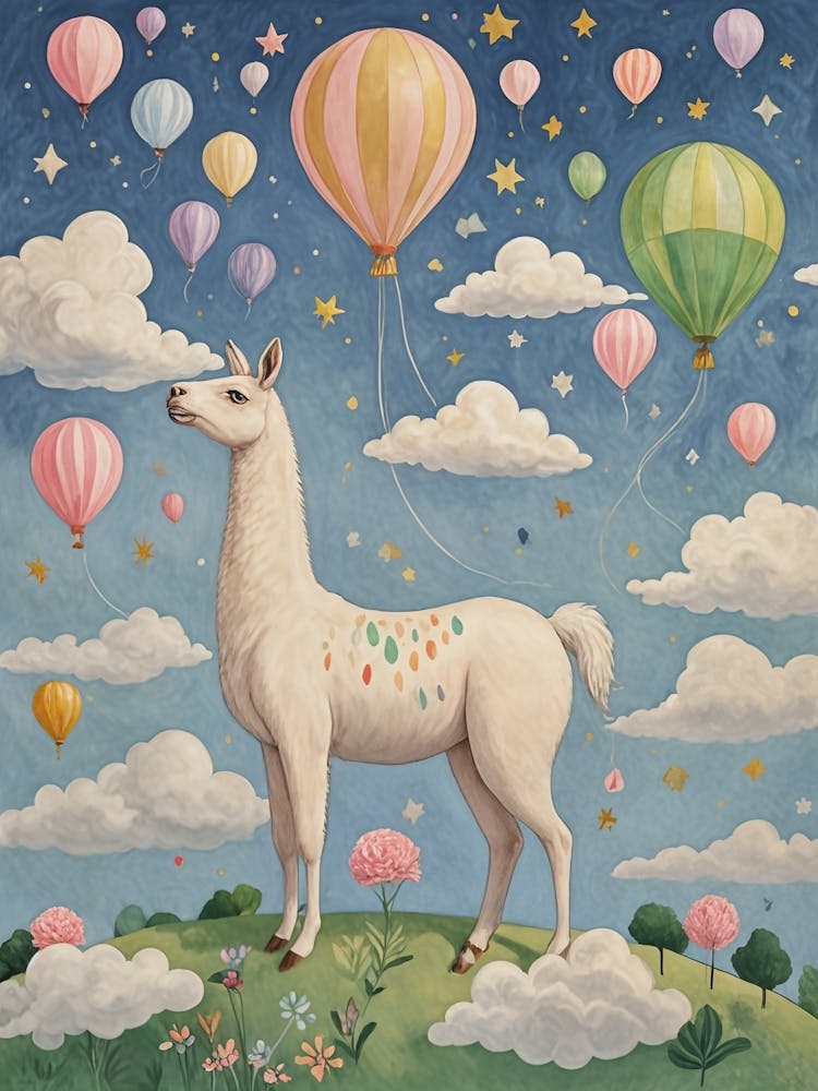 Llama And Balloons