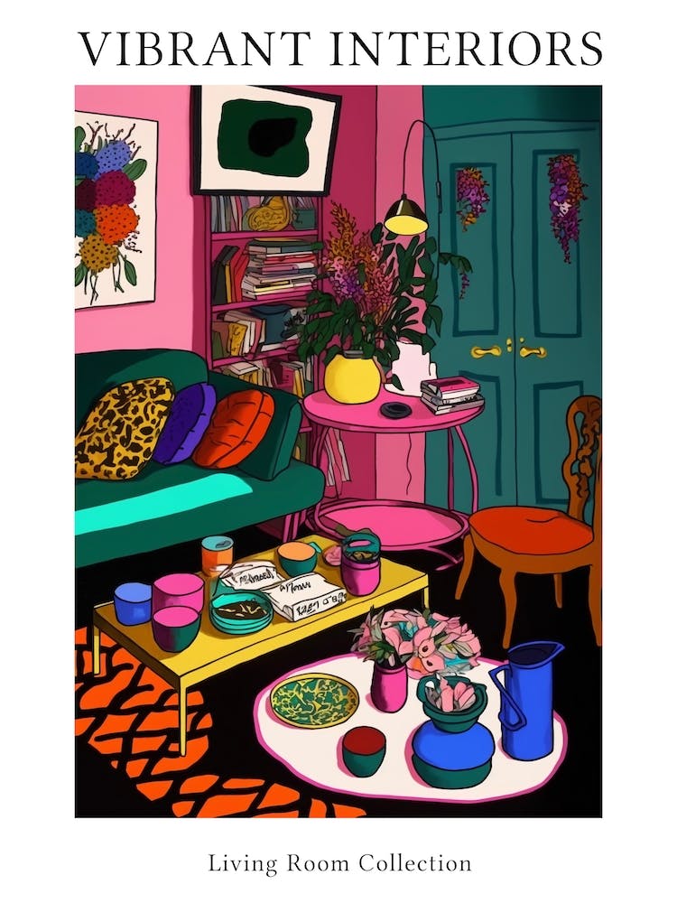 Vibrant Interior Living Room Illustration 2
