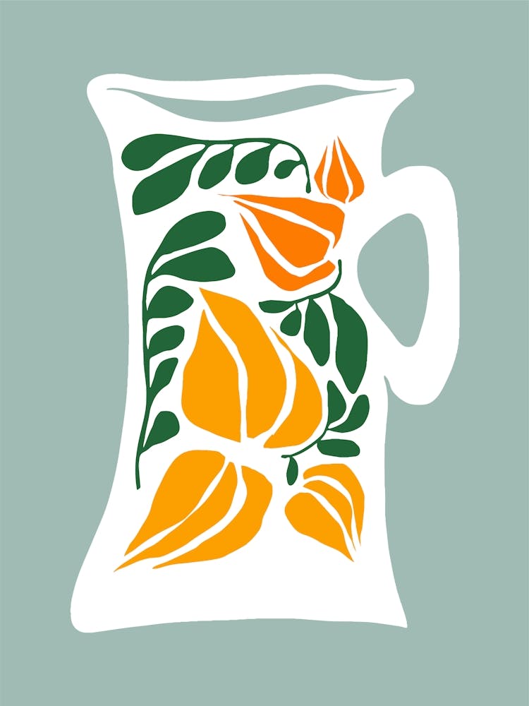 Mug With Orange Leaves