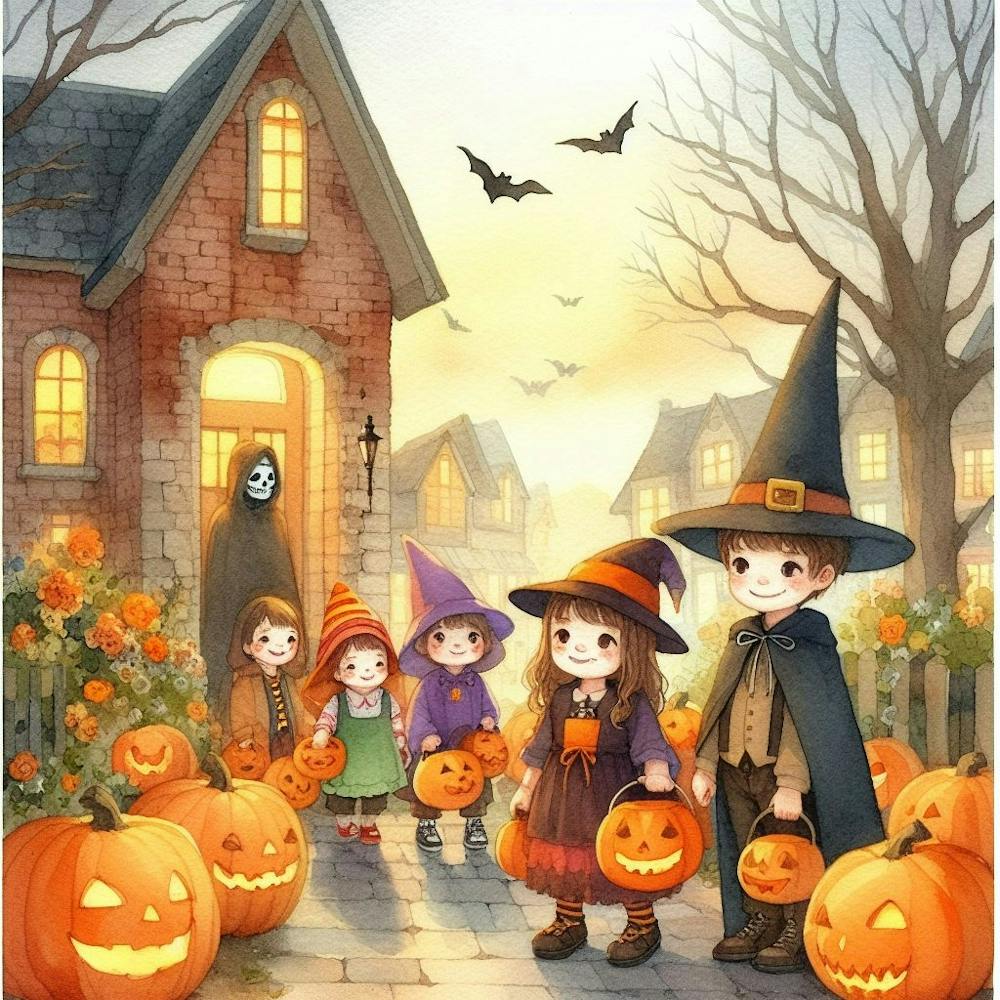 Halloween Kids With Pumpkins