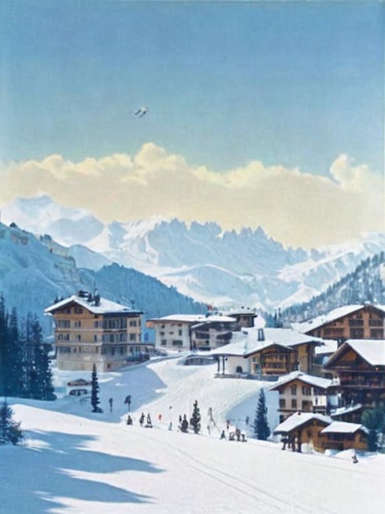 Cortina D'Ampezzo, Italy Vintage 2 Skiing Poster