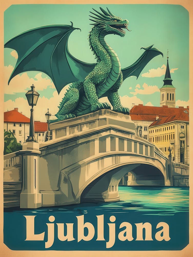 Aihrgdesign A Vintage Travel Poster Of Ljubljana 1