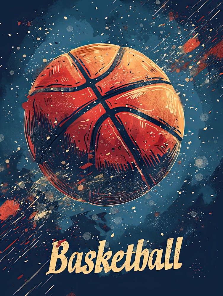 Basketball Ball Retro Poster 1