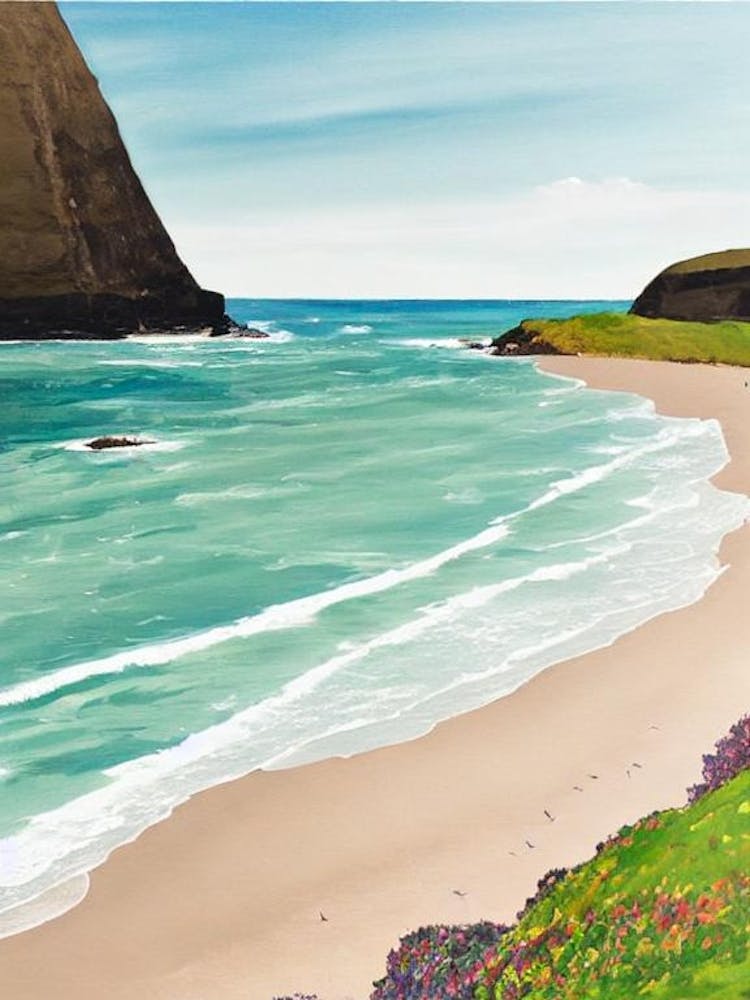 Portstewart Strand Beach, County Londonderry, Northern Ireland Contemporary Illustration  