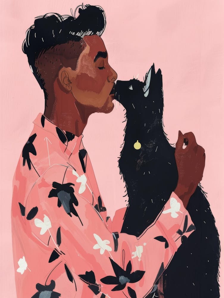 Kissing Black Cat