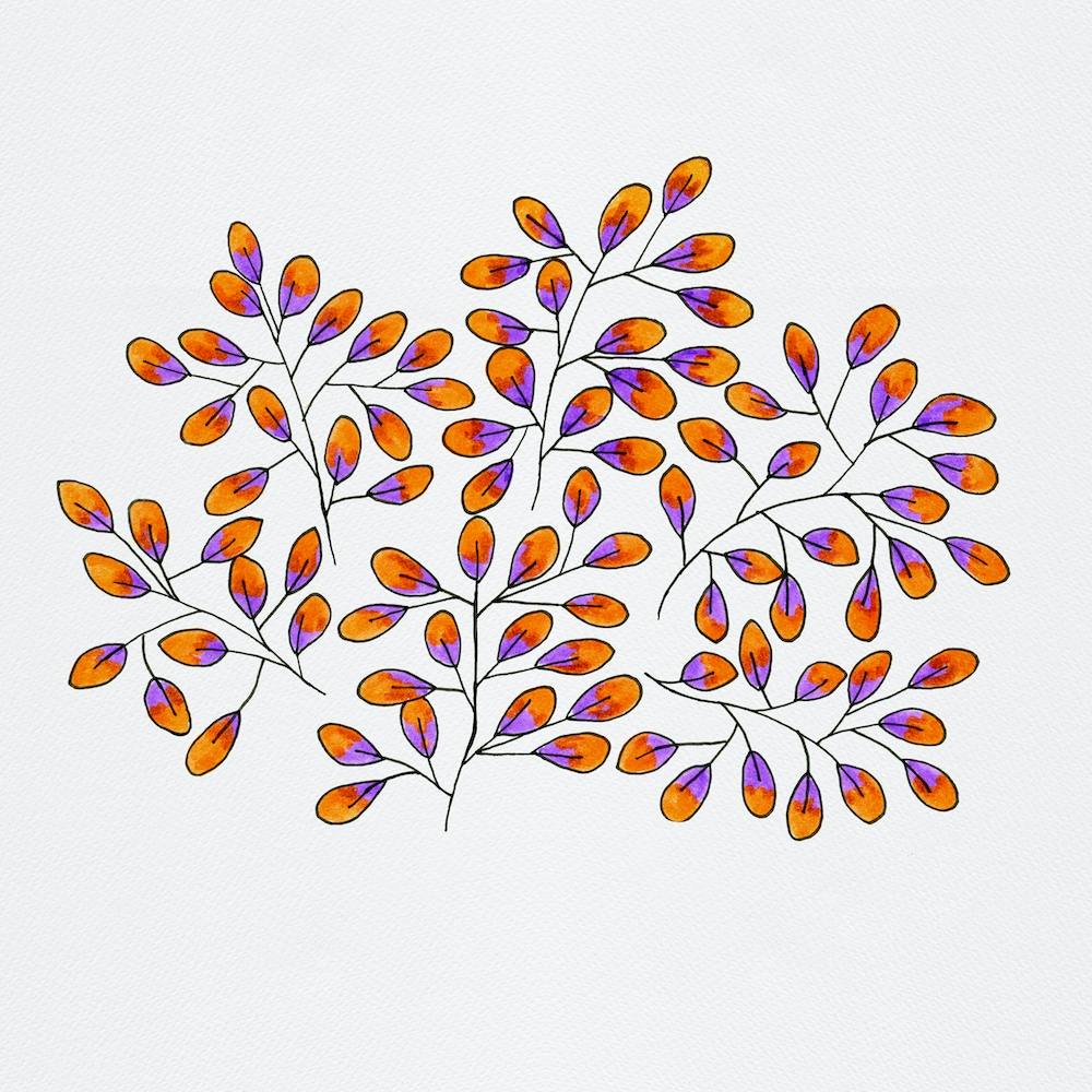 Leaf Sprig Lavender Orange