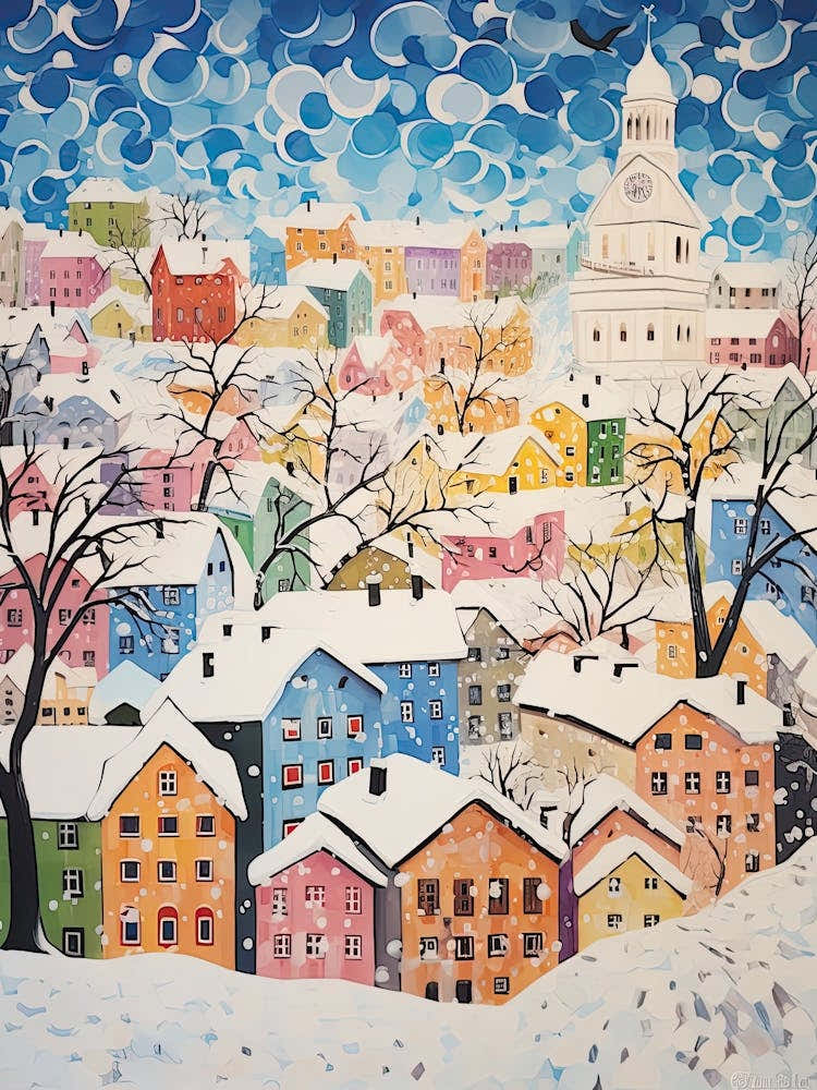 Winter Snow Tallinn   Estonia Snow Illustration