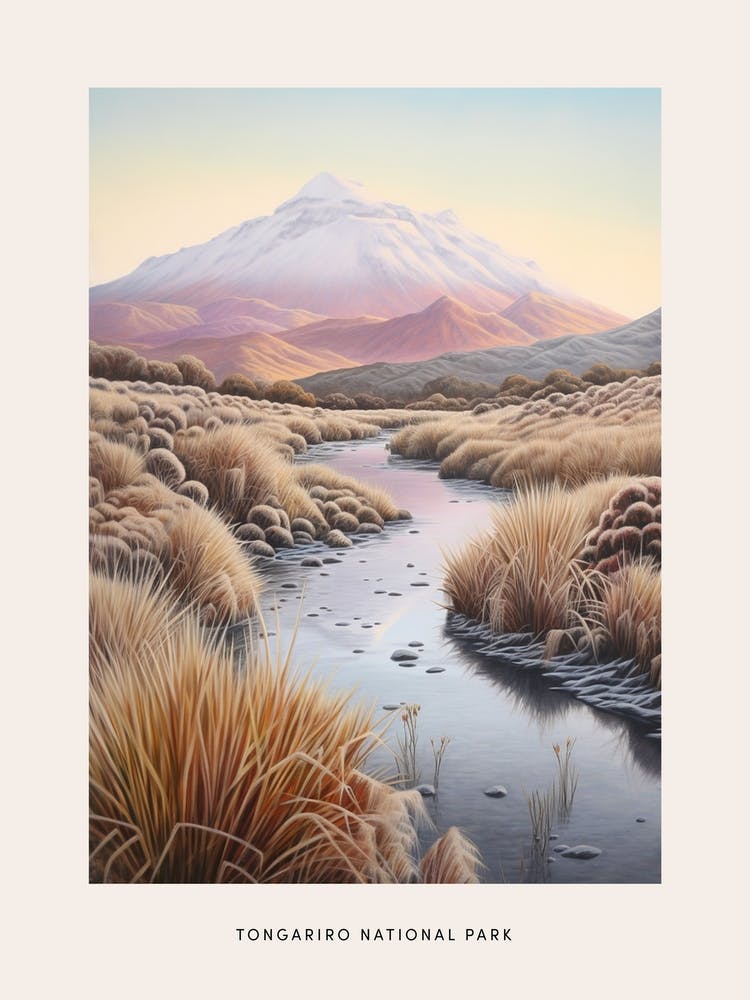 Dreamy Winter National Park Poster  Tongariro National Park New Zealand 3