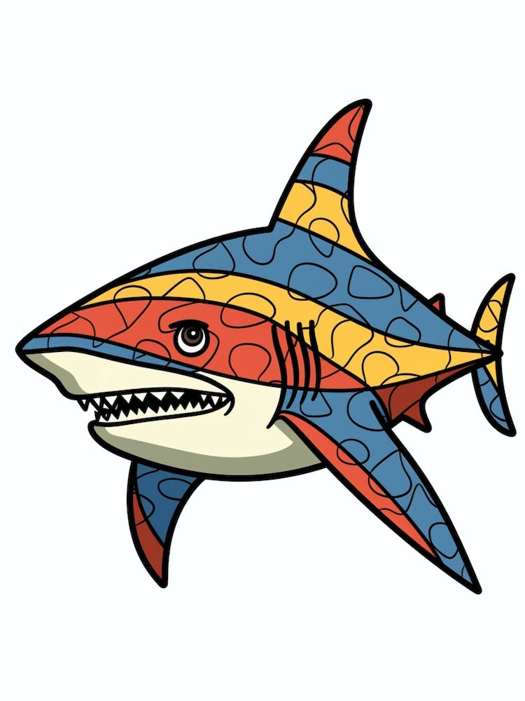 A Bull Shark In A Vintage Cartoon Style 4