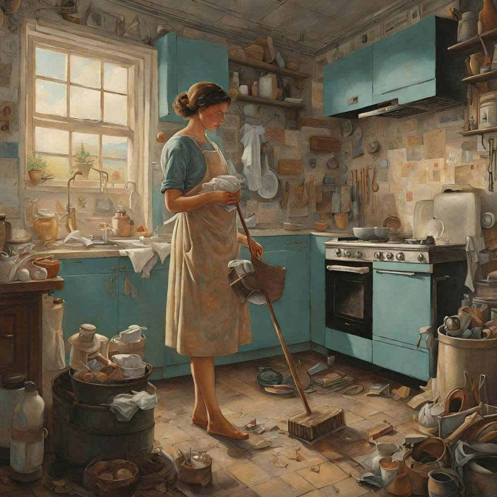 Woman Cleaning The Kitchen