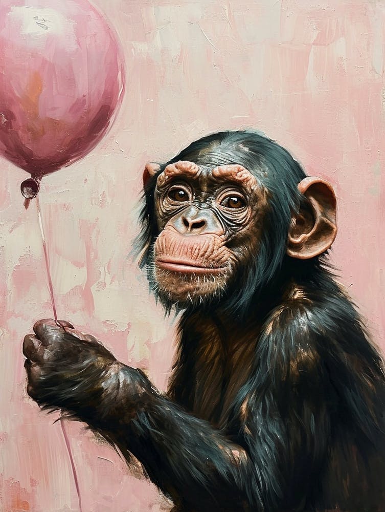 Süßer Bonobo 4 mit Ballon