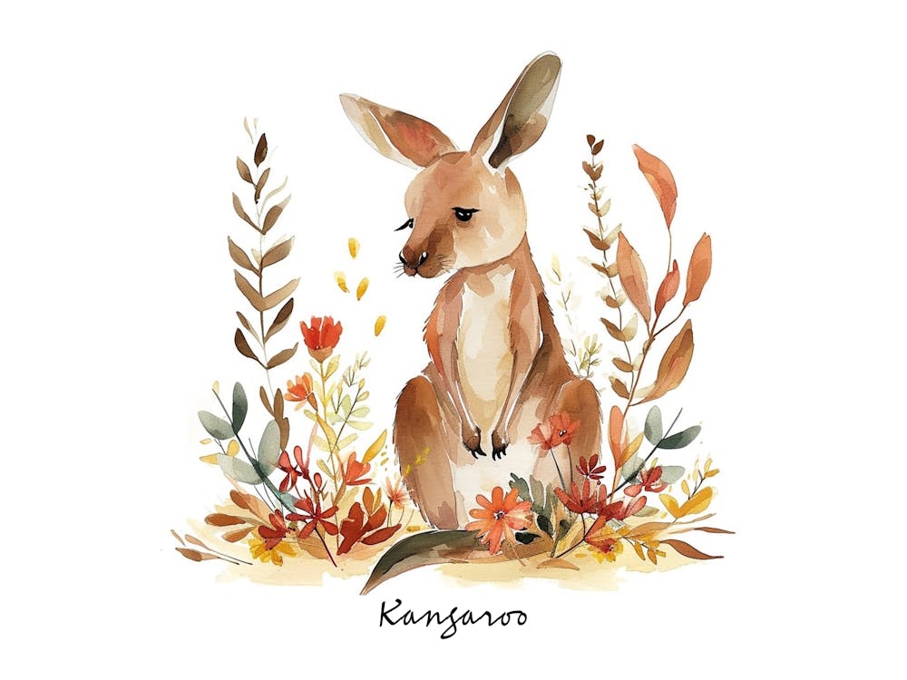 Little Floral Kangaroo 2 Poster