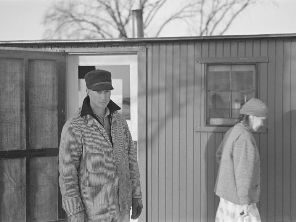 Untitled Photo, Possibly Related To Mr And Mrs Marcus Miller And Dog, Spencer, Iowa By Russell Lee