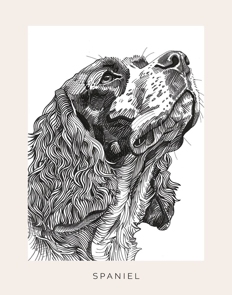 Spaniel Minimalistische Linien-Skizze Poster