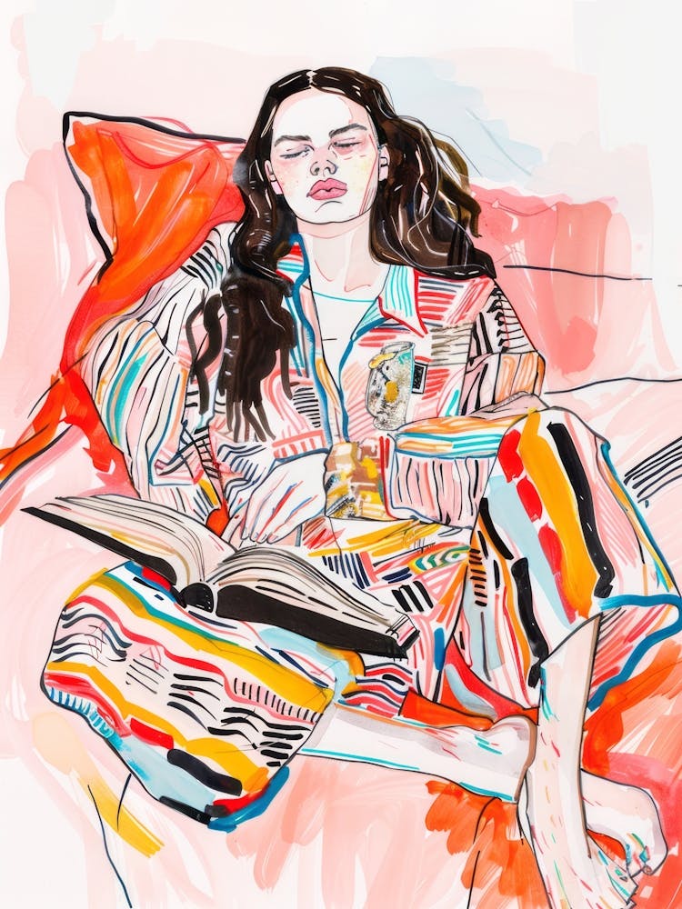 Girl In Pajamas. Woman's Portrait