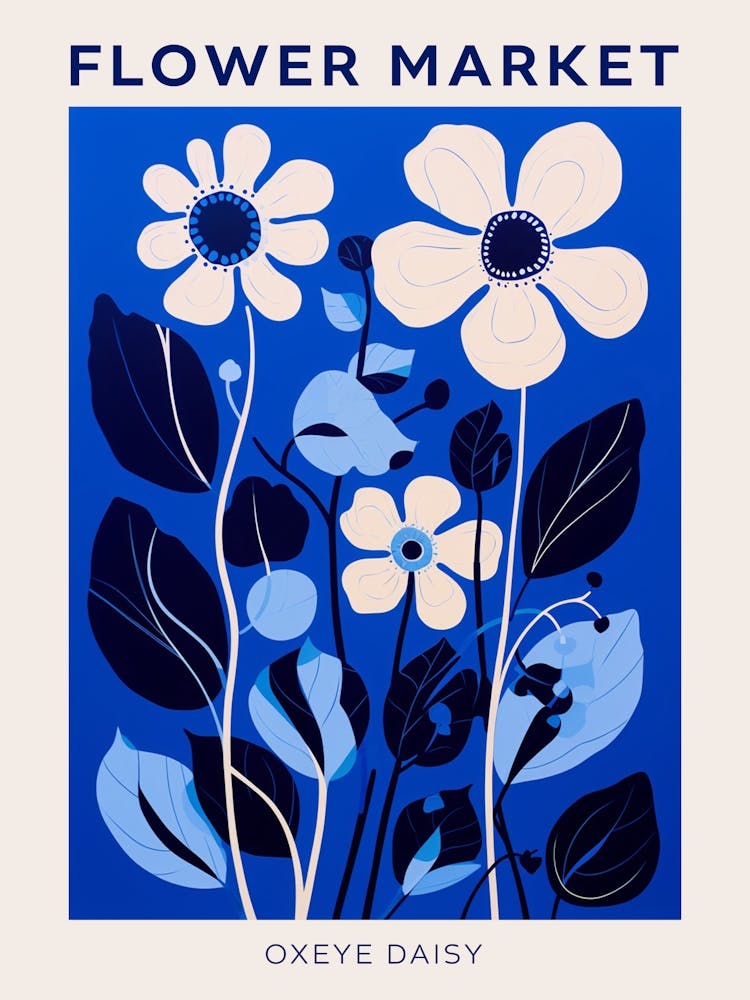 Blue Flower Market Poster Oxeye Daisy 1