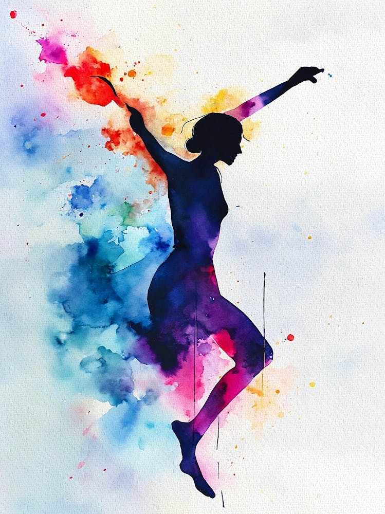 Dancer Silhouette Watercolor Painting