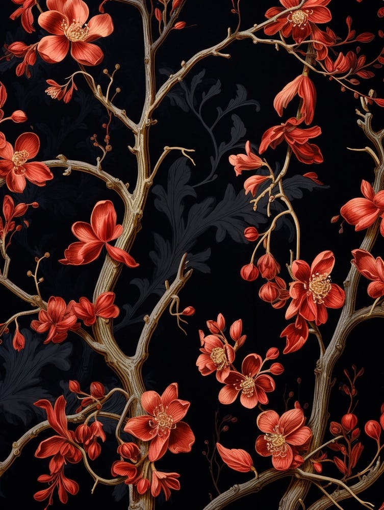 Witch Hazel 2 William Morris Style Winter Florals