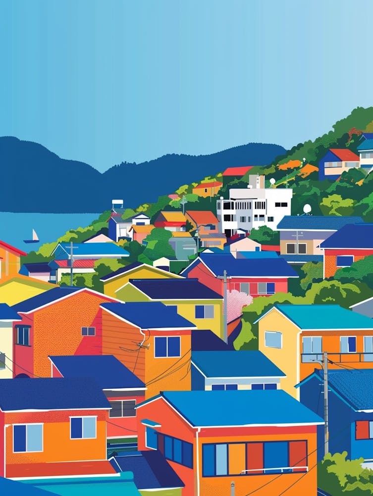 Nagasaki Japan 4 Colourful Illustration