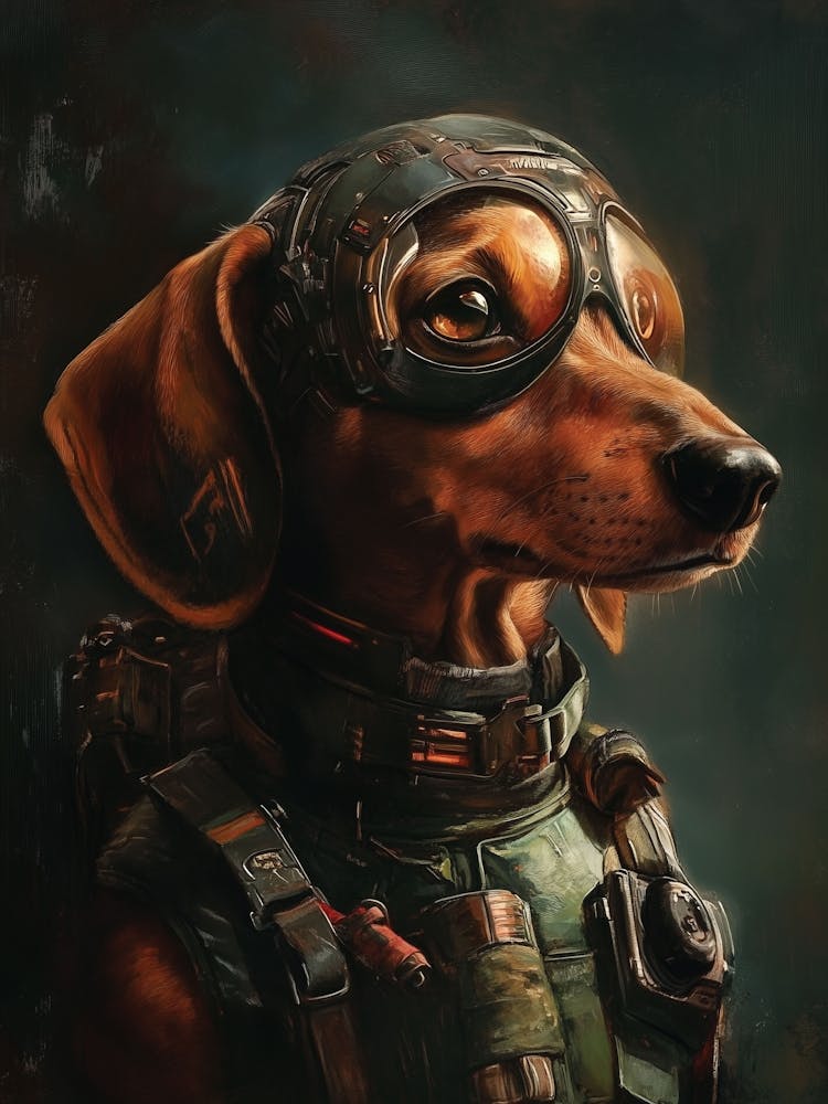 Dachshund Cyber Punk Sci Fi