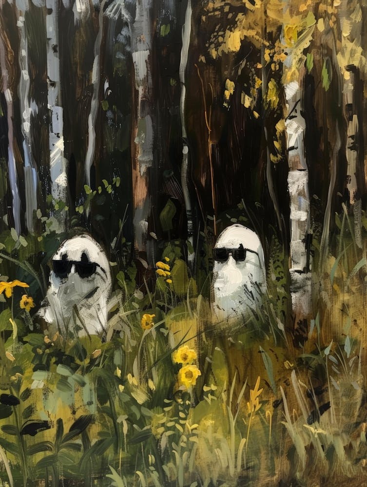 Two Polar Bears In The Woods