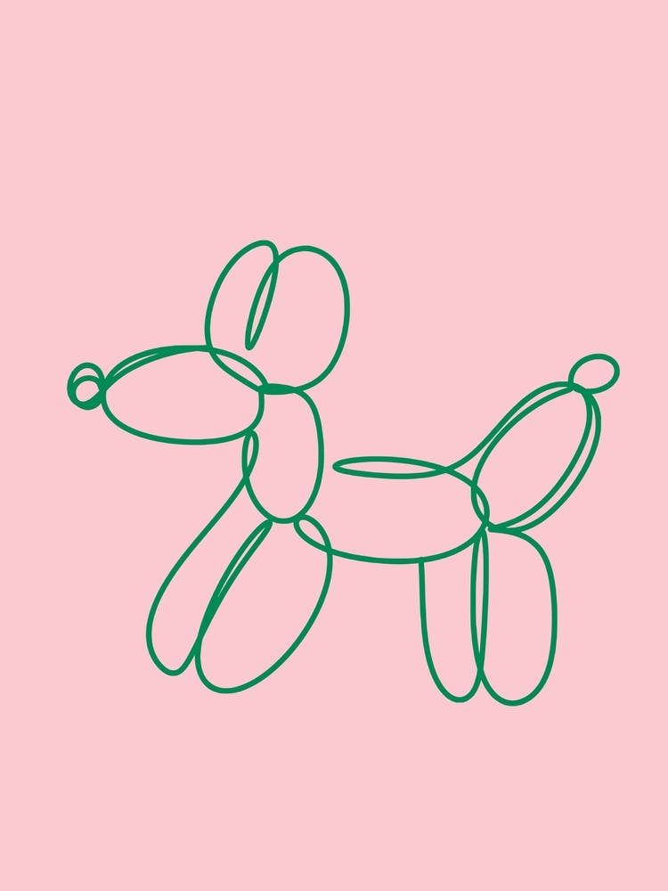 Contemporary Line Drawing Dog Pink