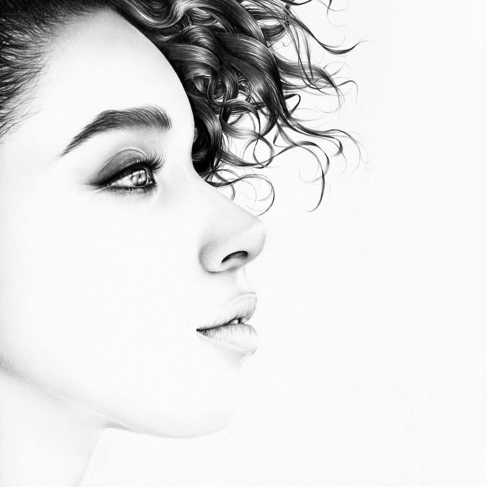 Lianne La Havas Pencil Drawing Portrait Minimal Black and White