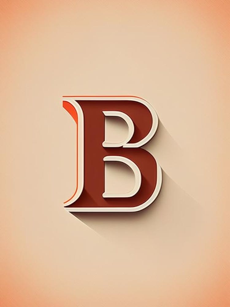 B  Letter, Alphabet Retro Minimal 3