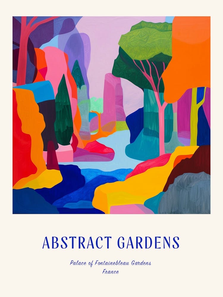 Colourful Gardens Palace Of Fontainebleau Gardens France 4 Blue Poster