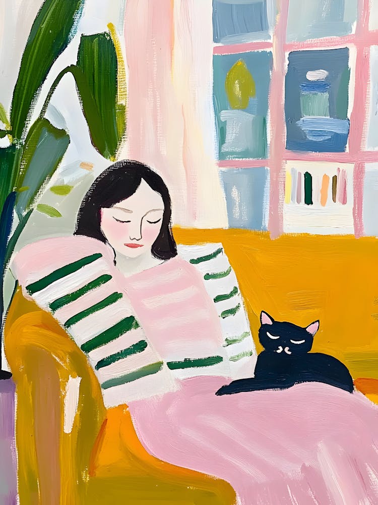 Girl And Her Cat