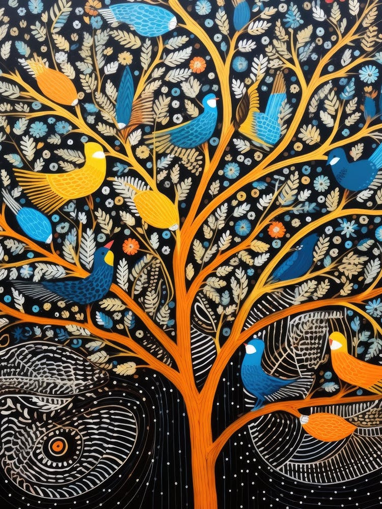 Birds Are Flying Around In The Picture In The Styl B44651ae Eb28 4ea0 B0b3 9c29294da8c4 Gigapixel Standard Scale 4 00x