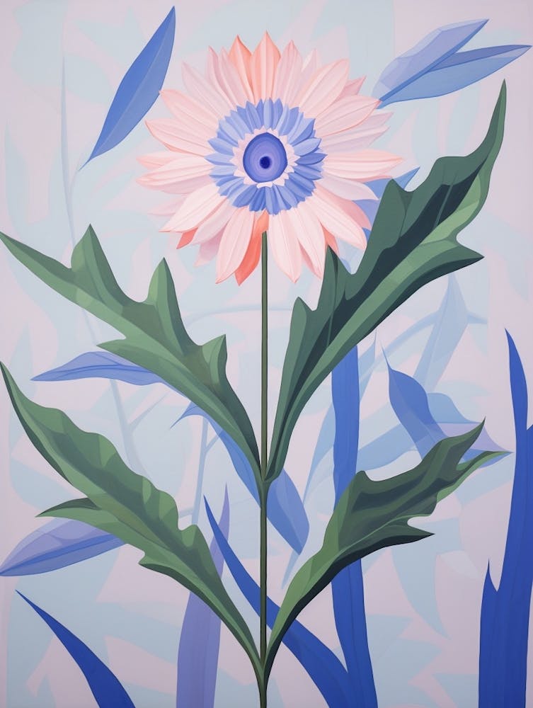 Cornflower 2 Hilma Af Klint Inspired Pastel Flower Painting